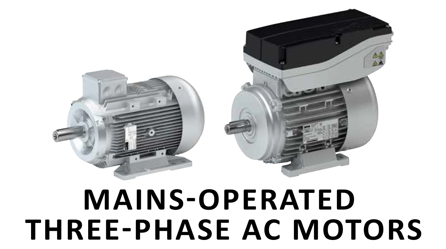 Mains-operated three-phase AC motors